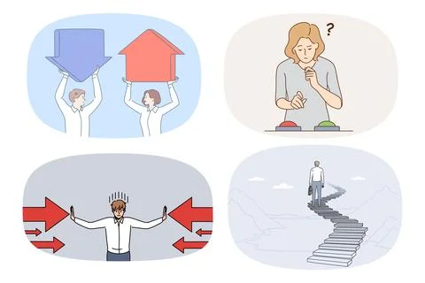 Set of diverse brainstorm making decision Stock Illustration