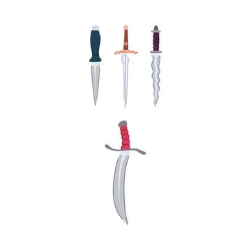 Set of diverse daggers and a sabre Stock Illustration