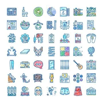 Set of diverse hand drawn doodle style icons Ilustración de archivo