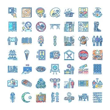 Set of diverse hand drawn doodle sketch icons Stock Illustration