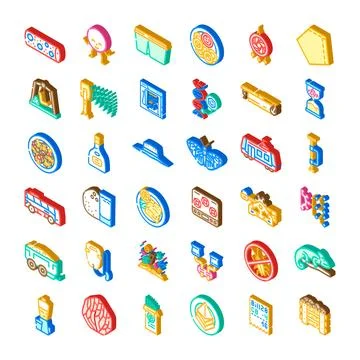Set of diverse isometric concepts and icons 스톡 일러스트