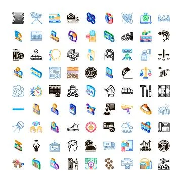 Set of diverse line abstract isometric icons イラスト素材