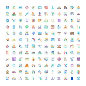 Set of diverse line icons for user interface design Stock Illustration