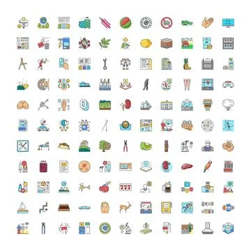 Set of diverse linear color vector icons 库存插图