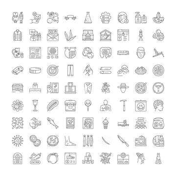 Set of diverse linear icons for web and applications Stock Illustration