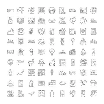 Set of diverse linear outline vector icons Stock Illustration