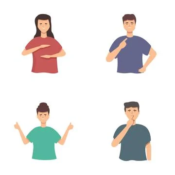 Set of diverse people displaying different gestures Stock Illustration