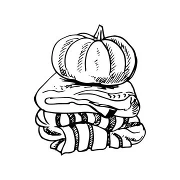 Set of diverse pumpkins. orange and buffalo plaid pumpkin. Happy Thanksgiving Stock Illustration