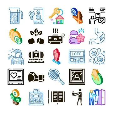 Set of diverse vector concepts and themes Stockillustratie