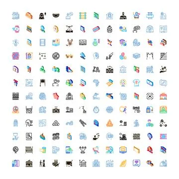 Set of diverse vector glyph icons collection Stock Illustration