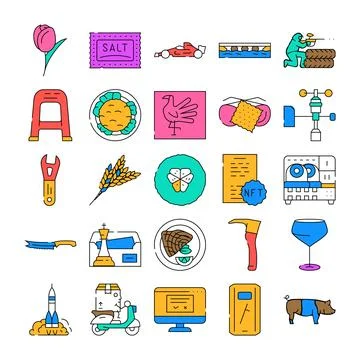 Set of diverse vector icons and symbols Stock Illustration