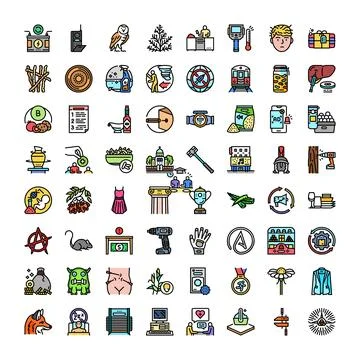 Set of diverse vector icons and pictograms Illustrazione stock