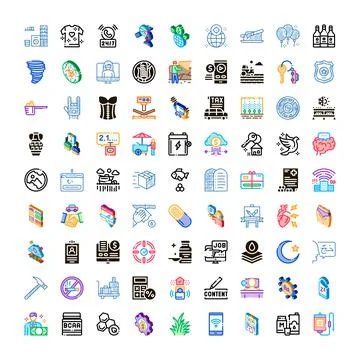 Set of diverse vector icons for business and technology themes Stock Illustration