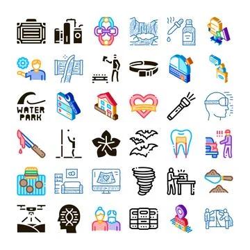 Set of diverse vector icons capturing various concepts Stock Illustration