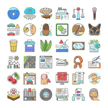 Set of diverse vector icons collecting concepts Stock Illustration