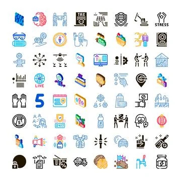 Set of diverse vector icons concept collection Stock Illustration