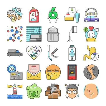 Set of diverse vector icons depicting modern concepts Stock Illustration