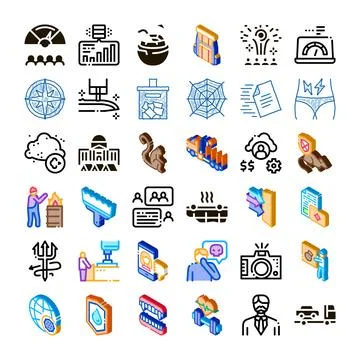 Set of diverse vector icons illustrating various concepts Stock Illustration