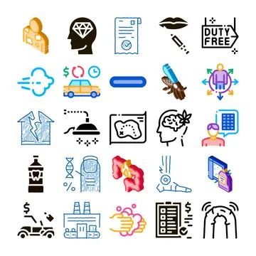 Set of diverse vector icons illustrating health and business concepts Stock Illustration