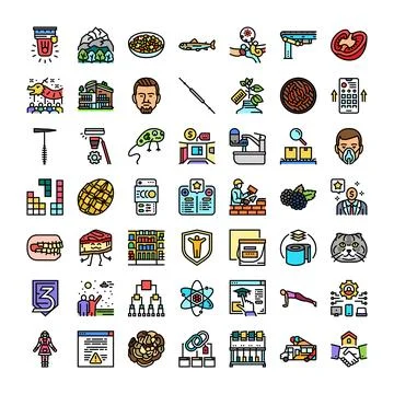 Set of diverse vector icons illustrating various concepts Stock Illustration