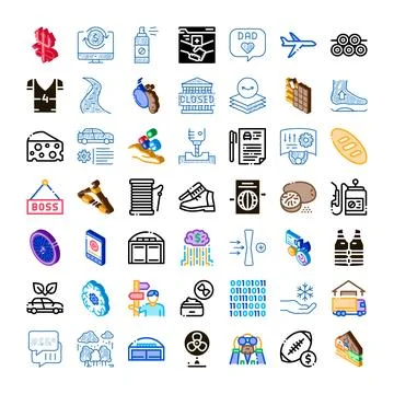 Set of diverse vector line icons collection Stockillustratie
