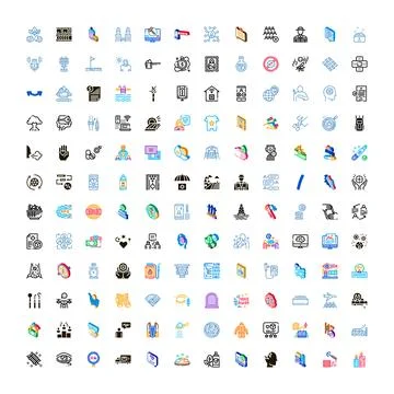 Set of diverse vector line icons illustrating daily concepts Ilustração Stock