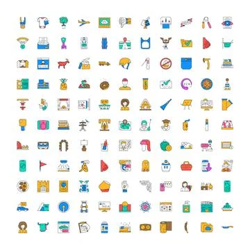 Set of diverse vector line icons illustrating various concepts Illustrazione stock
