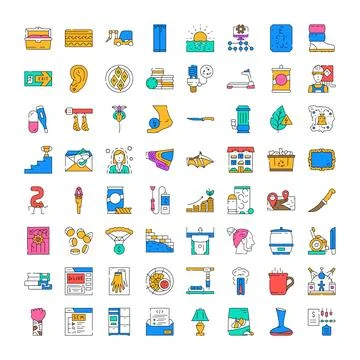 Set of diverse vector line icons illustrating lifestyle concepts Stock Illustration