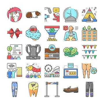 Set of diverse vector line icons illustrating business, health, and lifesty.. Stock Illustration