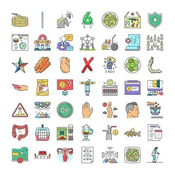 Set of diverse vector line icons representing various concepts Stockillustratie