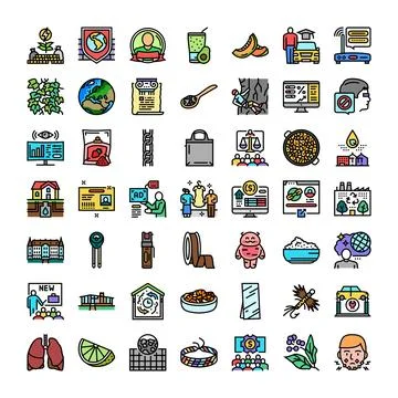 Set of diverse vector line icons illustrating modern concepts Stock Illustration