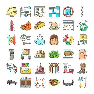 Set of diverse vector line icons collection Stock-Illustration