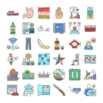 Set of diverse vector line icons collection Stock Illustration