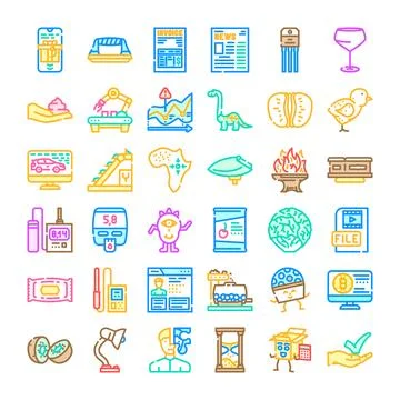 Set of diverse vector outline icons collection Stockillustratie
