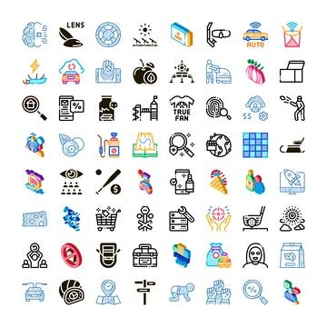 Set of diverse vector pictogram icons representing various concepts Stockillustratie