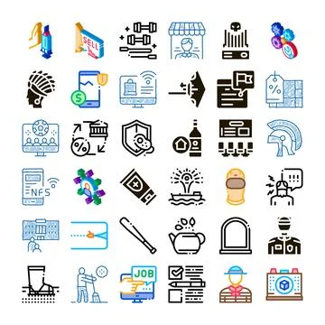 Set of diverse vector scribble line icons Stock Illustration