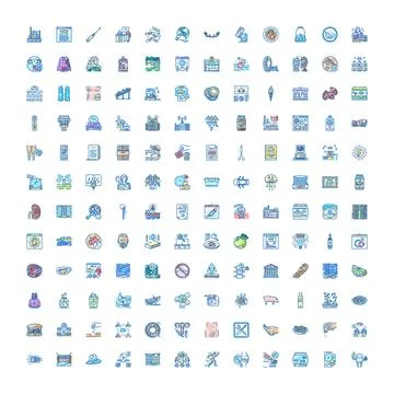 Set of diverse vector scribble line icons Stock Illustration