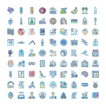 Set of diverse vector scribble style icons Stock Illustration