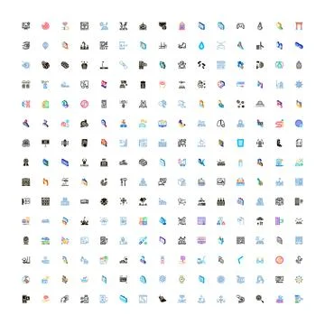 Set of diverse vector web outline icons 스톡 일러스트