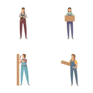 Set of diverse workers engaged in different occupations 스톡 일러스트