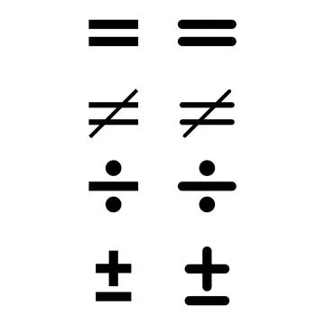 Set of divide and equal mathematics symbol, education maths icon, web element Stock Illustration