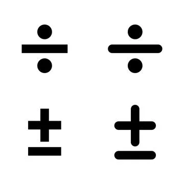 Set of divide plus and minus mathematics symbol, education maths icon, web el Stock-Illustration