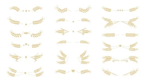 Set of dividers from ears of cereal crops Illustrazione stock