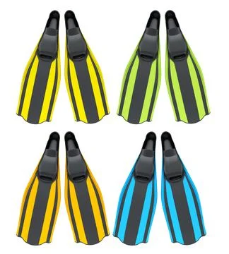 Set of diving flippers for summer holidays and snorkeling on white background Stockillustratie
