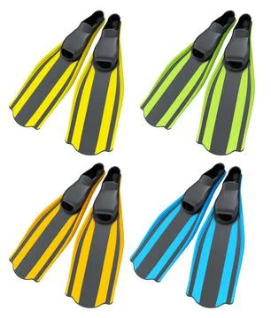 Set of diving flippers for summer holidays and snorkeling on white background. Stock Illustration