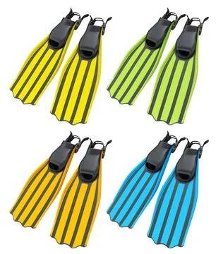 Set of diving flippers for summer holidays and snorkeling on white background Stock Illustration