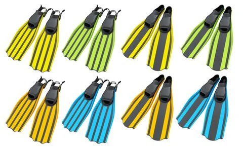 Set of diving flippers for summer holidays and snorkeling on white background Stock-Illustration