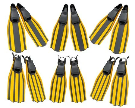 Set of diving flippers for summer holidays and snorkeling on white background Stockillustratie