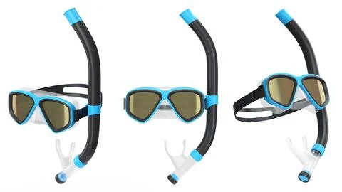 Set of diving mask and snorkel for snorkeling on white background. Stock Illustration