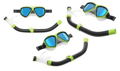 Set of diving mask and snorkel for snorkeling on white background. Stockillustratie